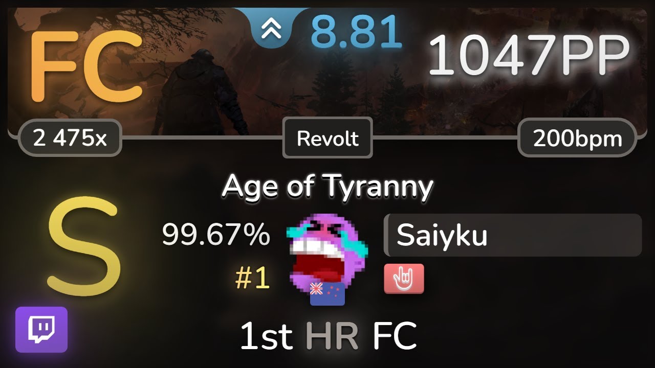 🔴 8.8⭐ Saiyku | Victorius - Age of Tyranny [Revolt] +HR 99.67% FC #1 | 1047pp - osu!