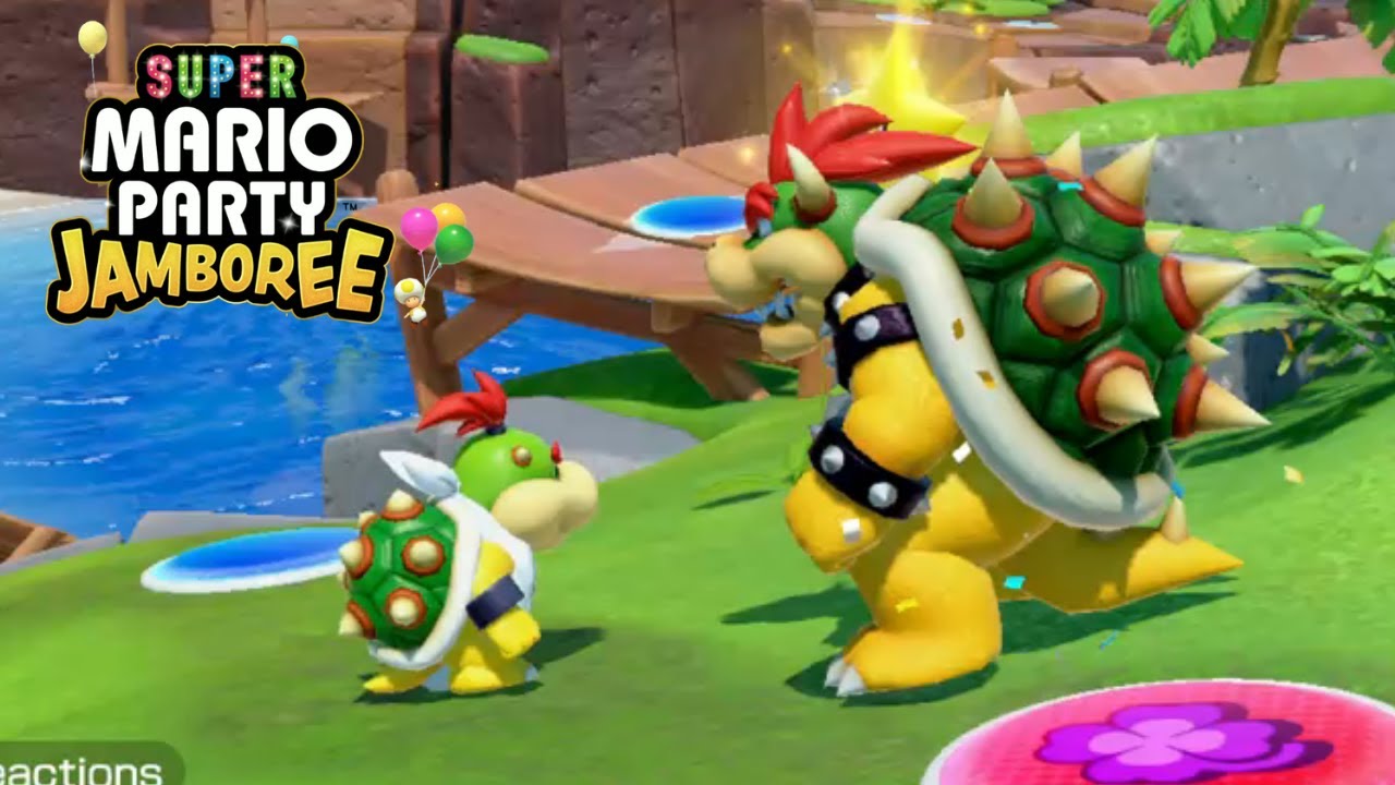 Super Mario Party Jamboree Goomba Lagoon Luigi vs Bowser , Bowser Jr.  & Wario