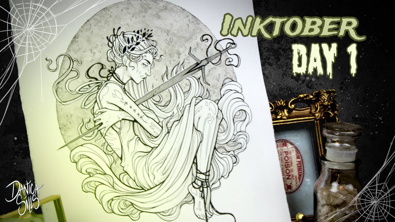 Inktober 2017 Day 1 • Dark Sword • Micron Pen and Inkwash Drawing