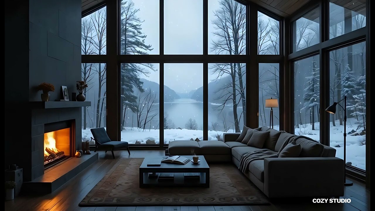 Cozy Lo-Fi Beats ☕Snowy Day, River View Room | Relaxing & Chill Music for Study, Work & Sleep