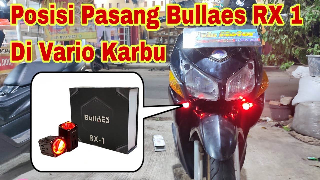 pasang lampu tembak D2 laser/Bullaes RX1 di bawah hedlamp vario karbu.. relay lampu motor led light