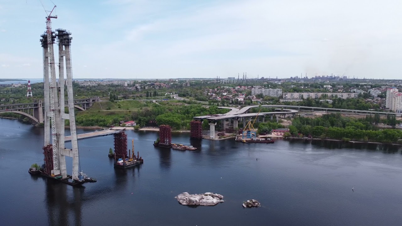 Dnipro river. View on a new bridge