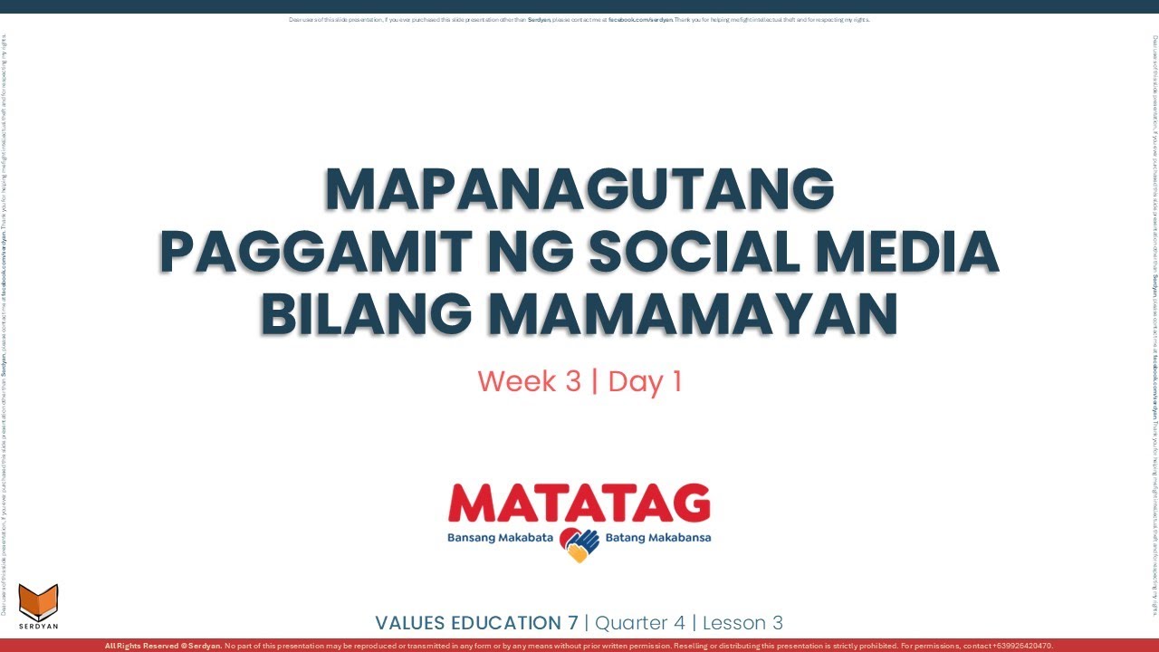 Values Education 7 - Q4W3D1 -  Mapanagutang Paggamit ng Social Media Bilang Mamamayan