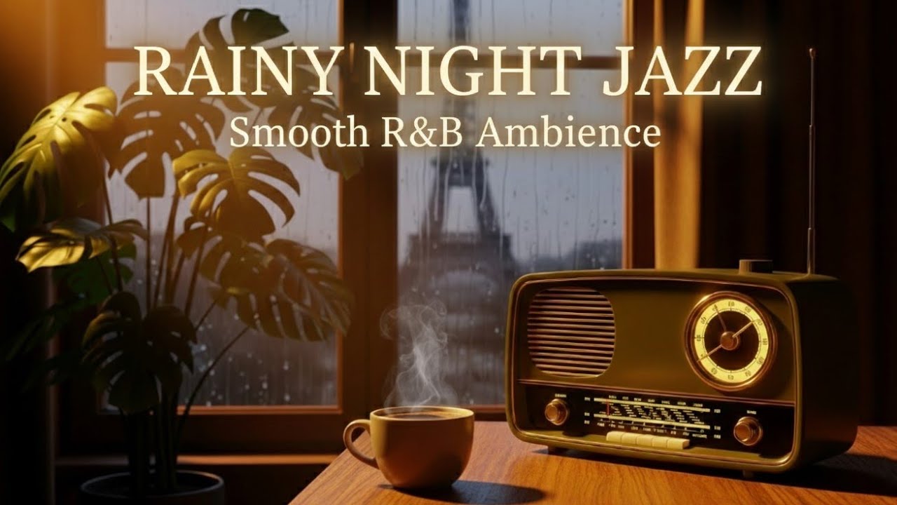 Smooth Jazz R&B for Deep Focus – Rainy Night Working Desk Ambience