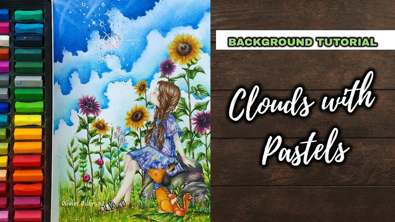 simple cloud background with soft pastel ☁️ 🌸\ adult colouring tutorial