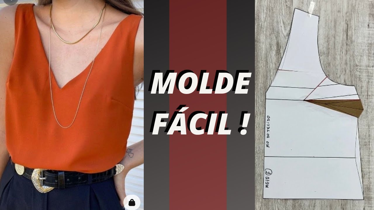 BLUSA Decote V: Modelagem SIMPLES que toda INICIANTE consegue fazer | Gisele Maués