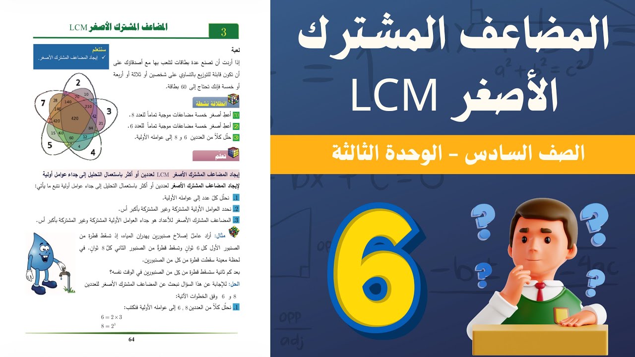 شرح و حل درس المضاعف المشترك الاصغر الصف السادس 6 | أستاذة روضة