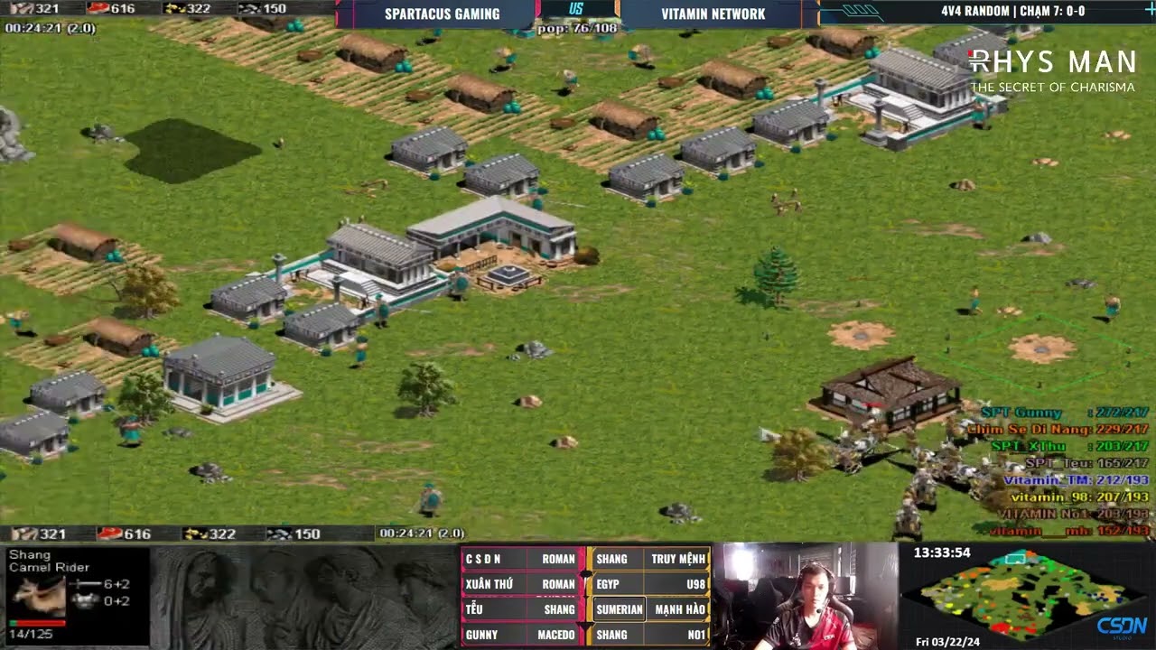 AOE SpartaCus vs Vitamin Gaming | 4vs4 Random | 22/03/2024 #aoe #chimsedinang
