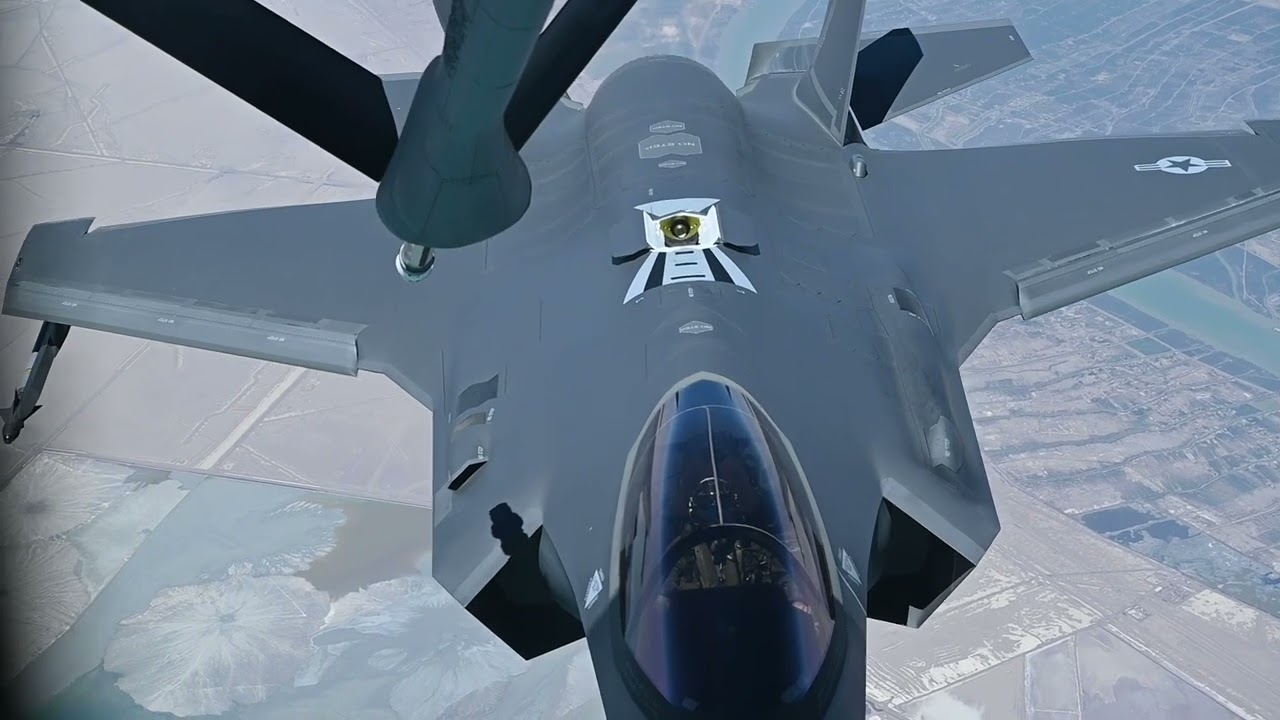 KC-135 Stratotanker refueling F-35 Lighting over the Arabian Gulf