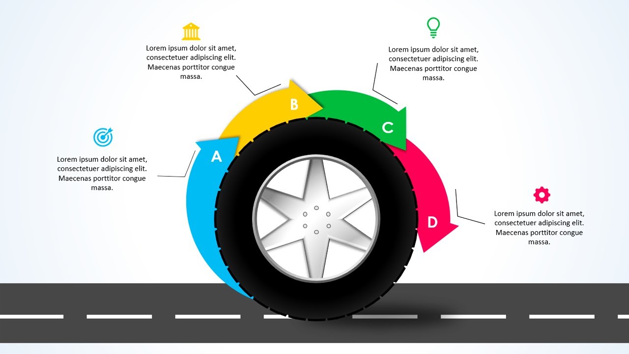 Animated Wheel Template with Four Options in PowerPoint