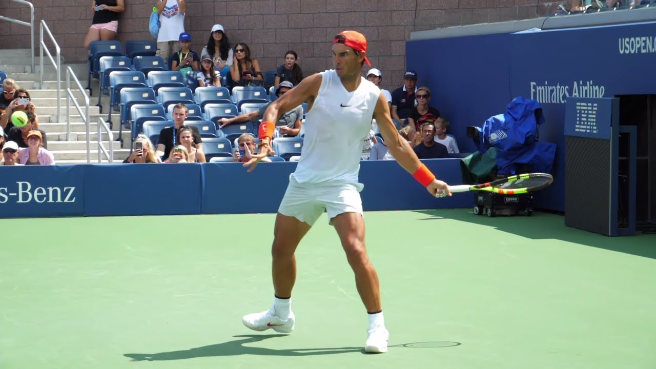 Rafael Nadal Extreme Topspin Forehand Slow Motion Buggy Whip Lasso - Tennis Forehand Technique