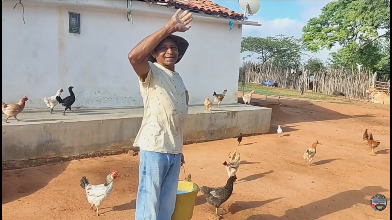 Ele mora sozinho e cria muitos animais no sertão de Pernambuco