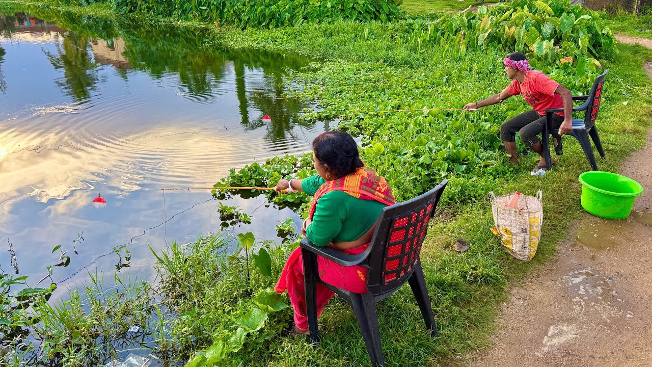 Fishing video || Watch fishermen catch fish using different types of bait in the village pond