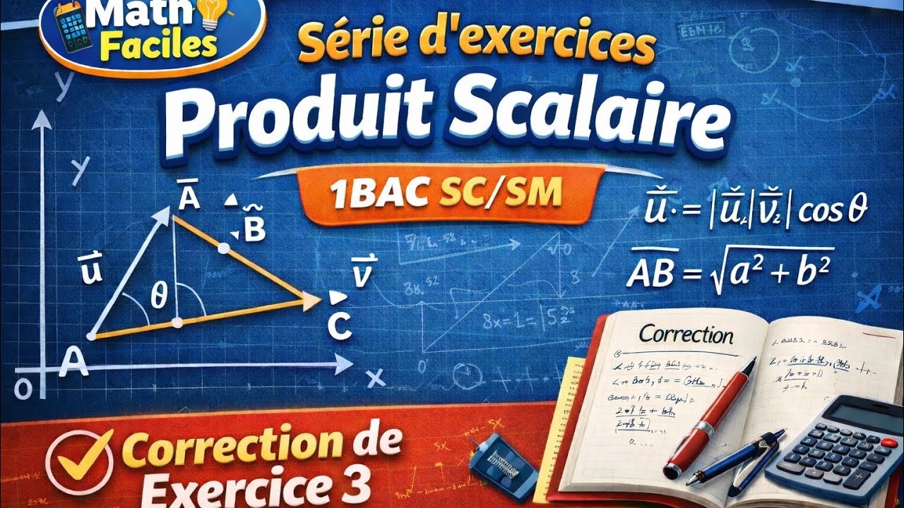 Correction d'exercice 3 série 1 produit scalaire 1bac sc-sm 😱👌🏻🔥