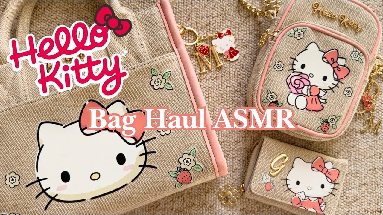 ASMR Hello Kitty Bag & Purse Haul Show & Tell with Bag Charms | Soft Spoken with Bag & Zip Sounds