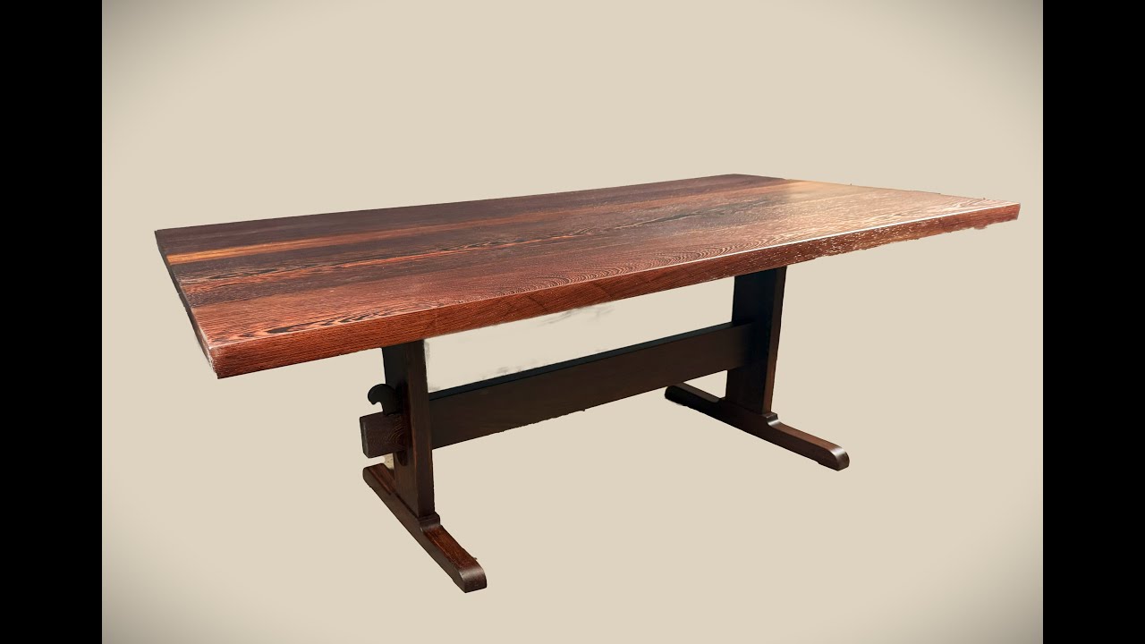 Wenge Trestle Table with Tusked Mortise and Tenon Jointery