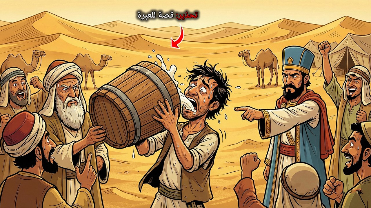 #قصة بائع الحليب الذي كان يغش الناس بالماء فاشتكى عليه أهل القرية للحاكم. فحكم عليه بشرب كل الحليب