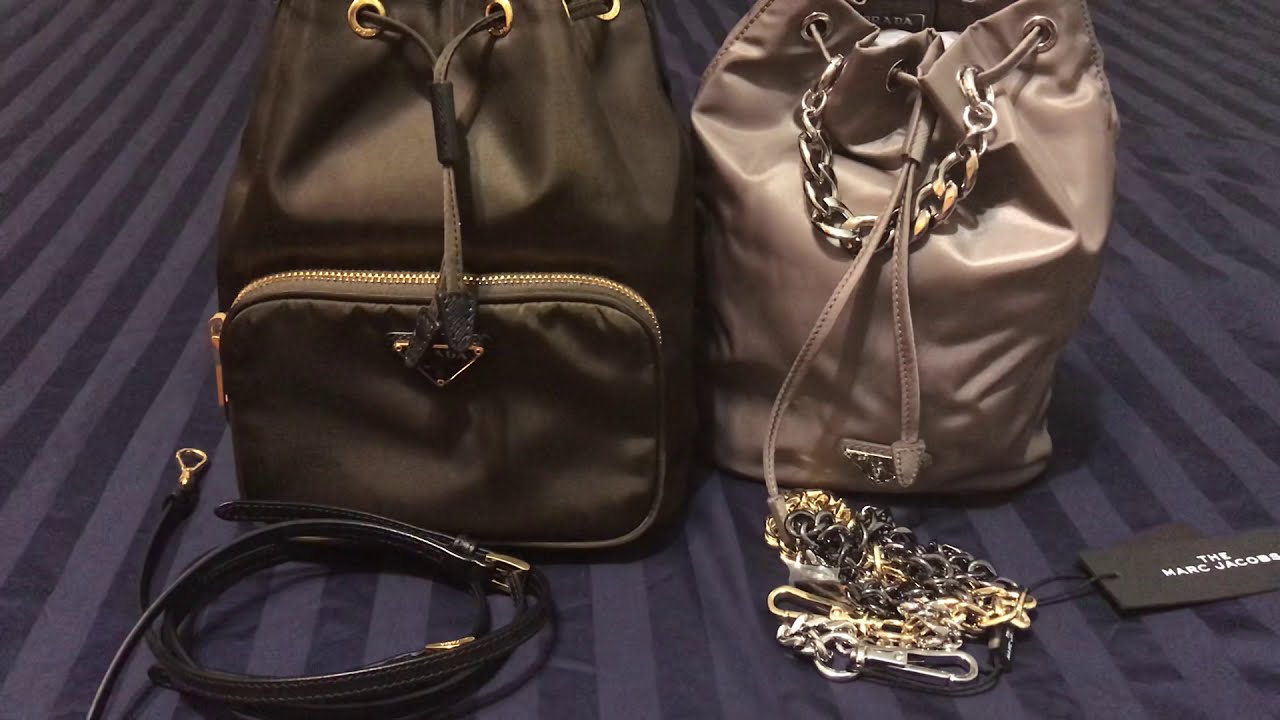 Comparison Vid: The Prada Duet vs. The Prada Nylon Drawstring Pouch
