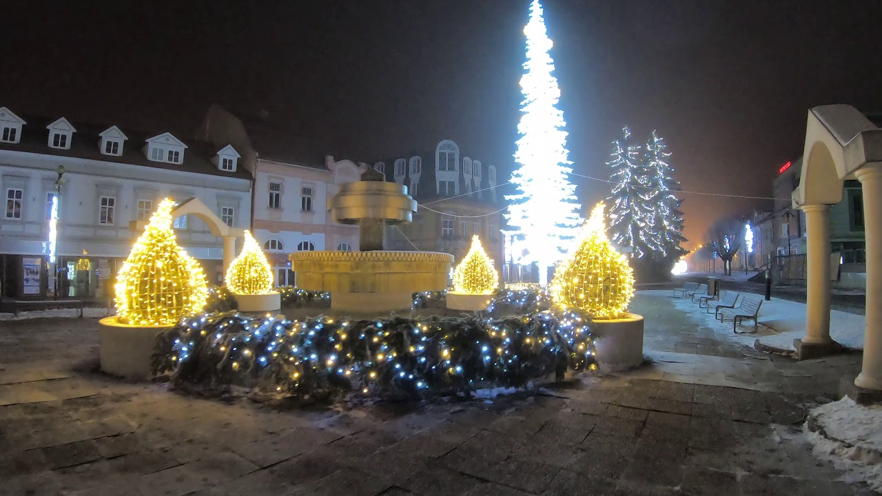 4K walk through Christmas Poprad (Slovakia)