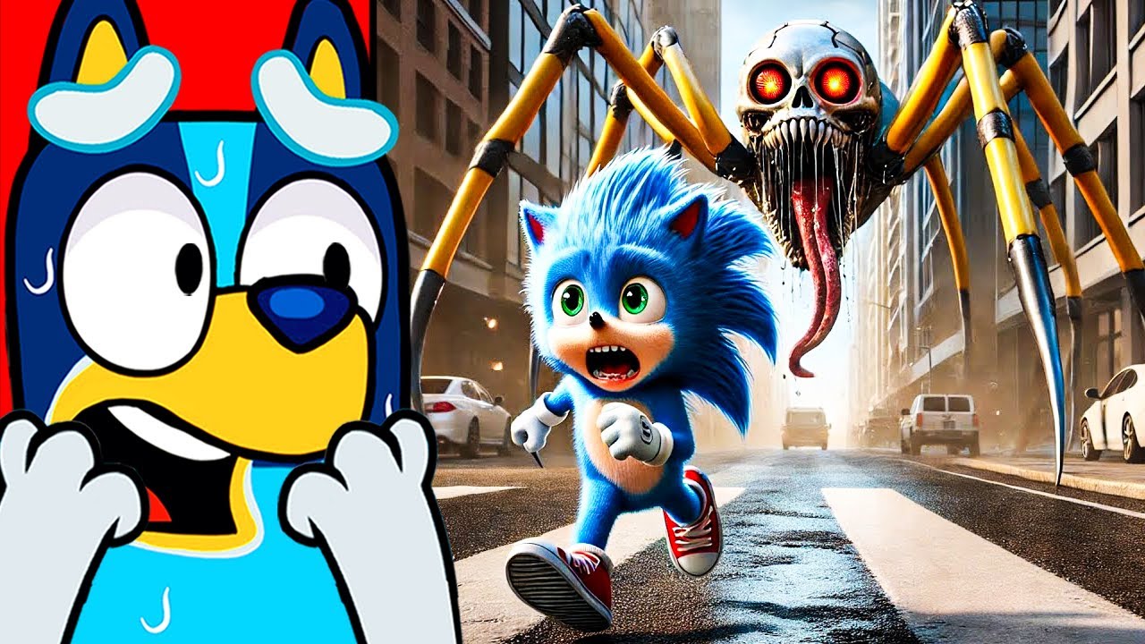 BLUEY RÉAGIT à BÉBÉ SONIC vs ARAIGNÉE MUTANT ANIMATION !