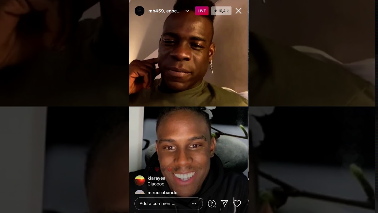 Mario ballotelli live Instagram and enock