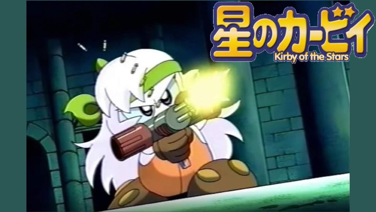 Kirby anime Sirica shooting a machine gun Japanese/English dub comparison