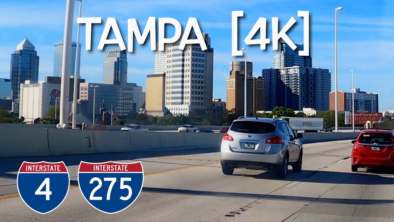 [4K] Tampa Florida | I-4 to I-275 Interstate Driving Tour