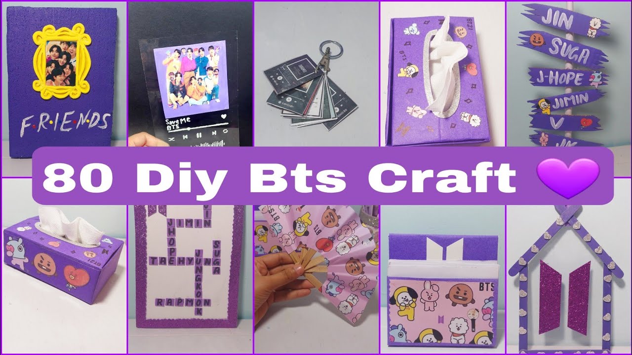 80 Bts Craft Ideas / Bts Room Decor / Diy Easy Bts Paper Craft 💜💜💜