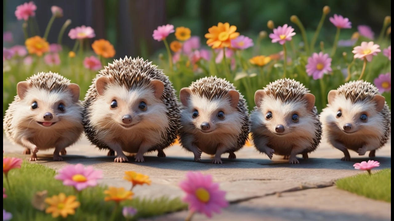Fünf kleine Igel spazieren durch den Garten | Lustiges Tierlied & Kinderlieder zum Mitsingen