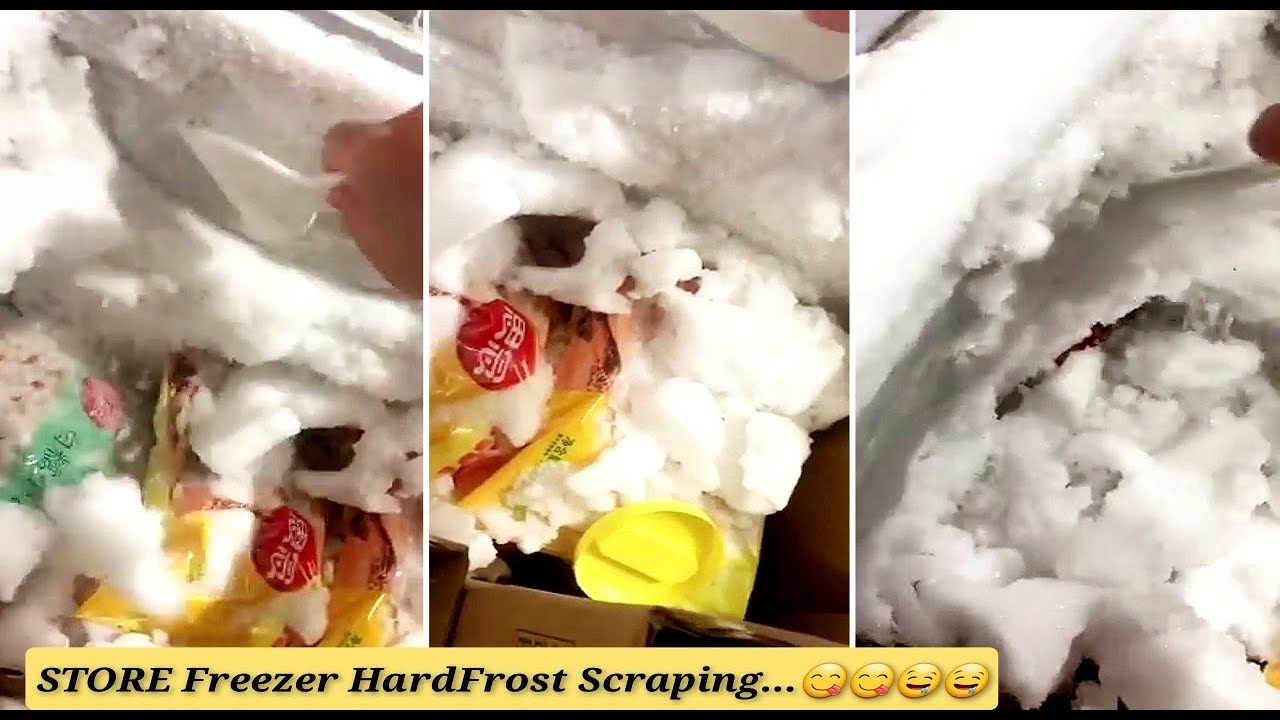 [ASMR] 🤗😋 STORE FREEZER HARD FROST SCRAPING ❤ || FROST COLLECTING 🧊❄ || ICE COOKIES EATING 🤤🥶❄