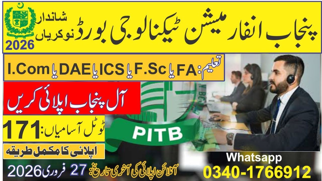 Punjab Information Technology Board (PITB) Jobs 2026 Online Apply | PITB Jobs 2026 online apply