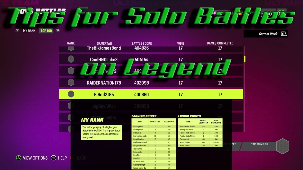 [Madden 23] Solo Battles Tips on Legend