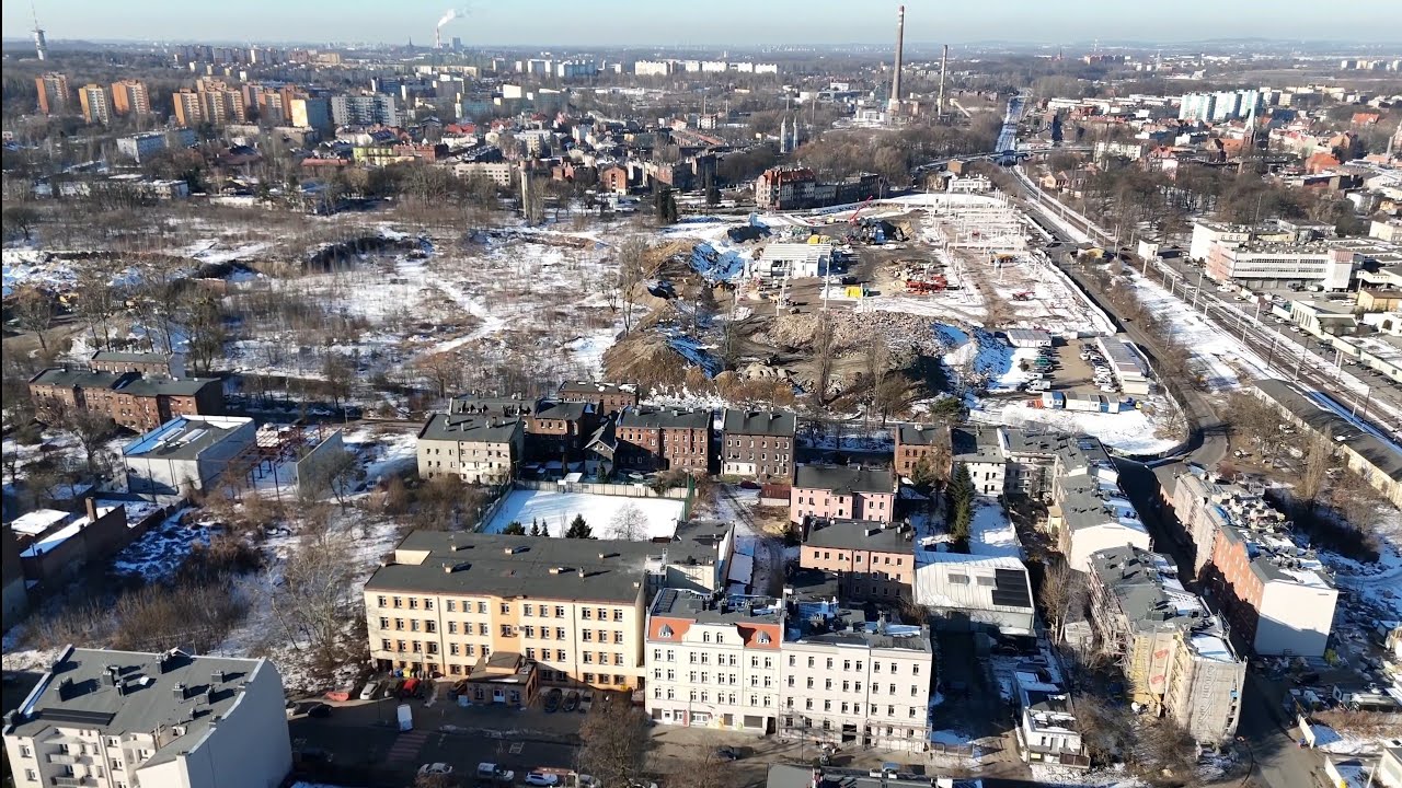 SIEMIANOWICE ŚLĄSKIE - HUGO, F.E.Z i BUDOWA ZIMĄ 2026r 4K 60FPS 