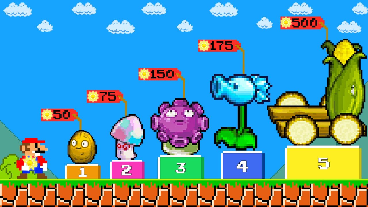 Super Mario Bros. Mario Can Collect All Plants in Plants vs Zombies | PixSaga Mario
