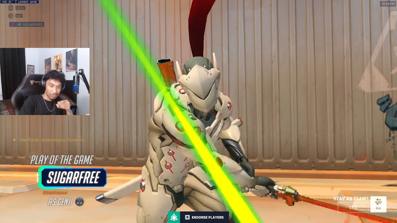 POTG! Sugarfree Genji, 15 сезон, топ-500 игрового процесса Overwatch 2