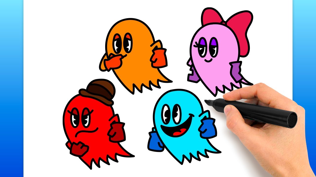 How To Draw Pac-Man Ghosts (Easy Drawing Tutorial)