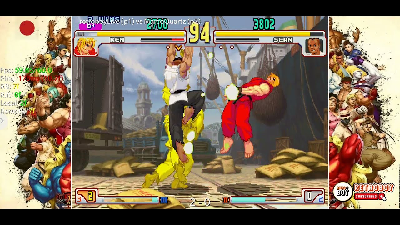 SF 3rd Strike: RetroboyLive(Ken) Vs Marco (Sean) | GGPO | Online Ranked Match