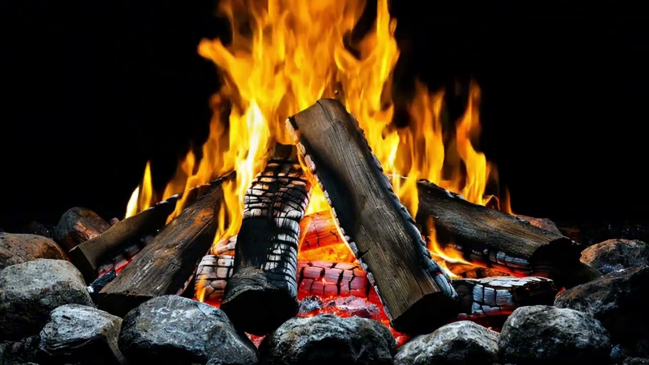 4K Campfire Ambience: Real Wood Burning Sounds | Relaxing Forest Night | Deep Sleep