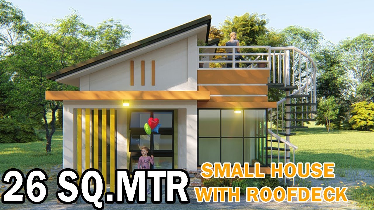 SMALL HOUSE DESIGN WITH ROOFDECK 26 SQ. MTS. (FLOOR PLAN)