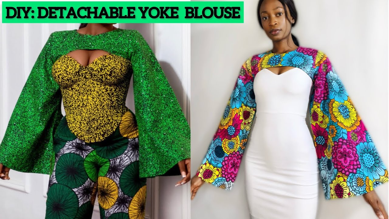 How to Cut and Sew a Detachable Keyhole Yoke Blouse with flare Sleeves.