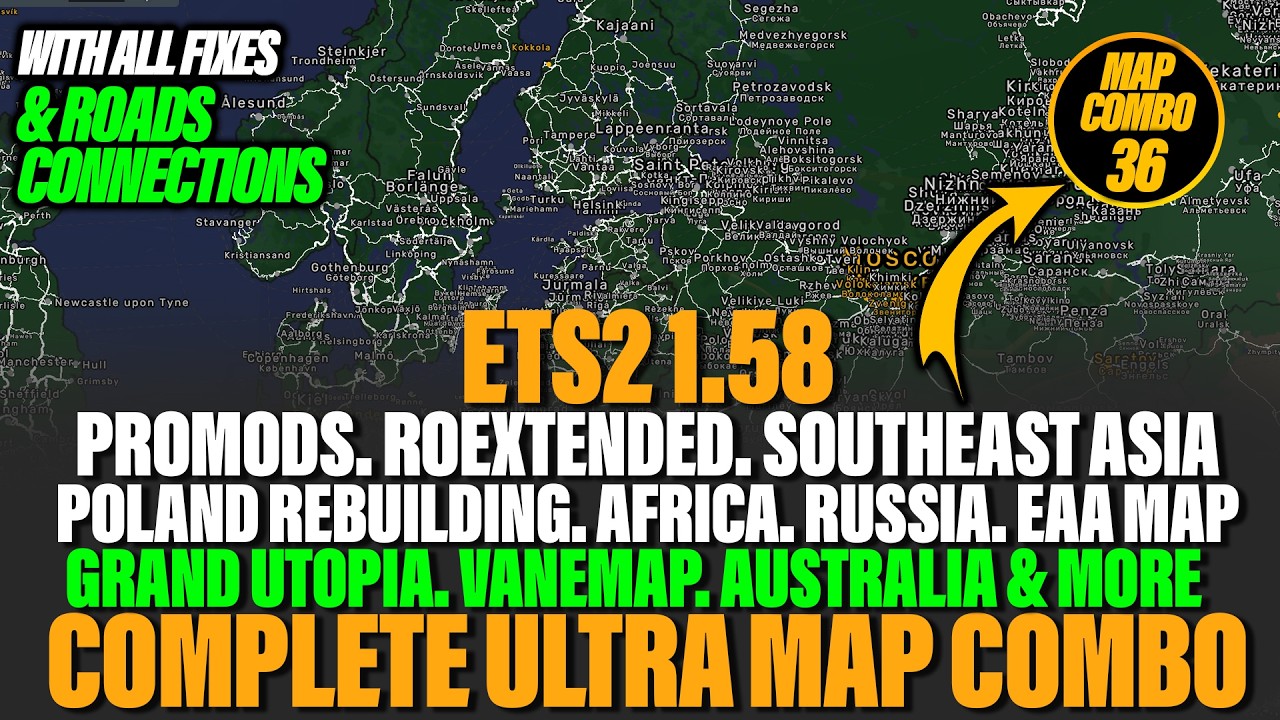 Полный набор карт Ultra Map Combo для ETS2 1.58 &mdash; Promods, карта EAA, Юго-Восточная Азия. Grand U...