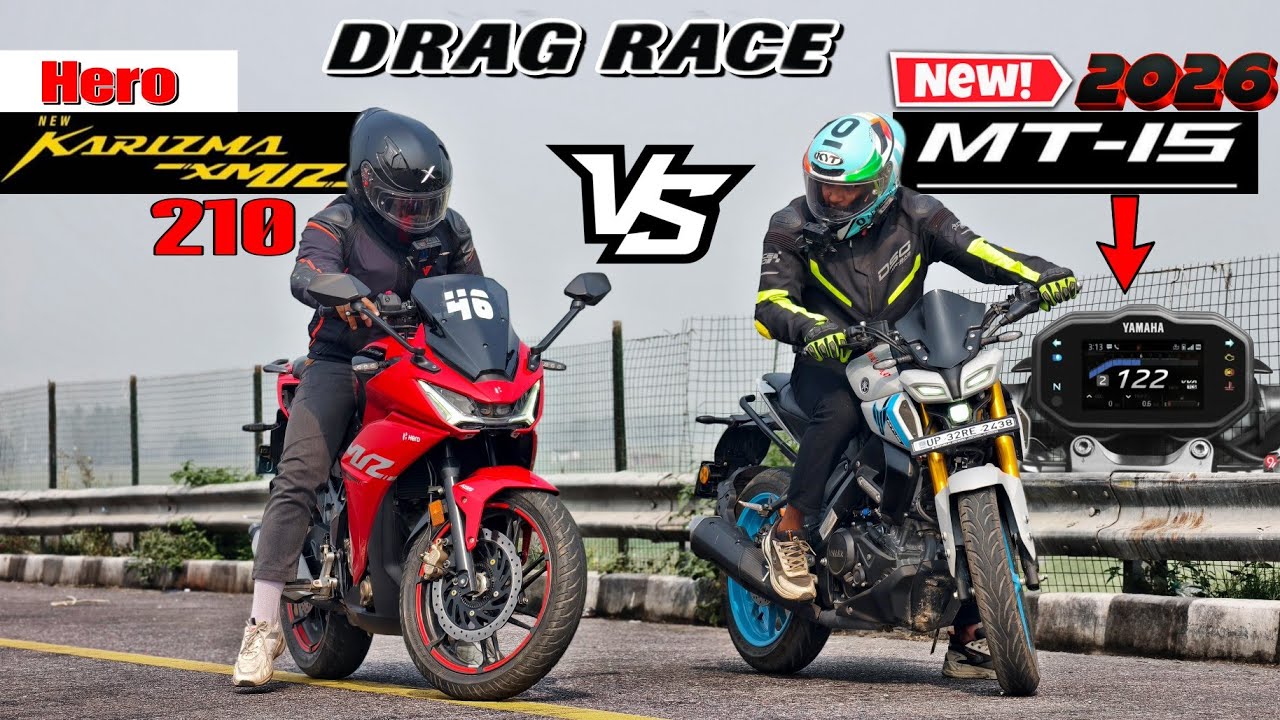 2026 MT-15 DLX VS Karizma XMR 210.|| Drag Race.🔥|| Race till their potential 🚀.||