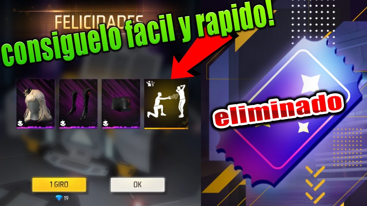 GARENA CANCELA ESTO en el pase booyah COMO SACAR el EMOTE TOMA MI AMOR FREE FIRE ticket dela suerte