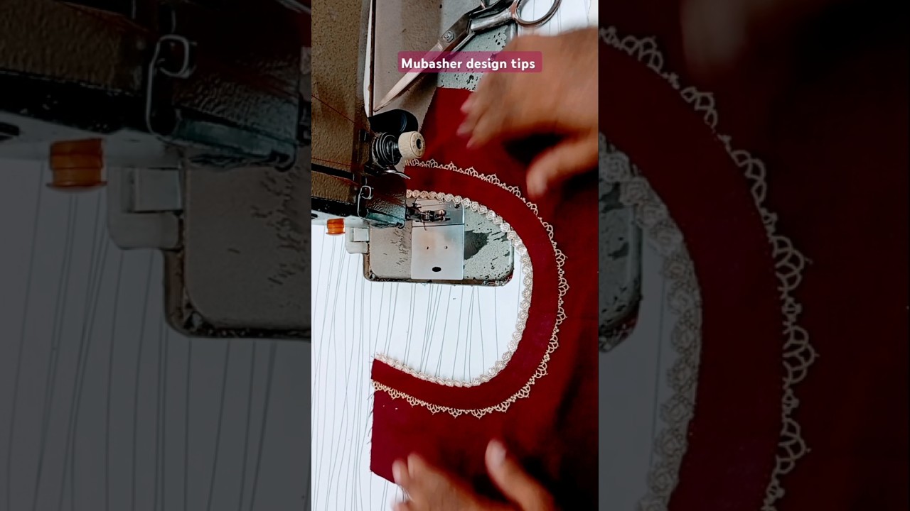 Round neck design with lace stiching tips #sewing #utubeshorts #stitching #viralvideo