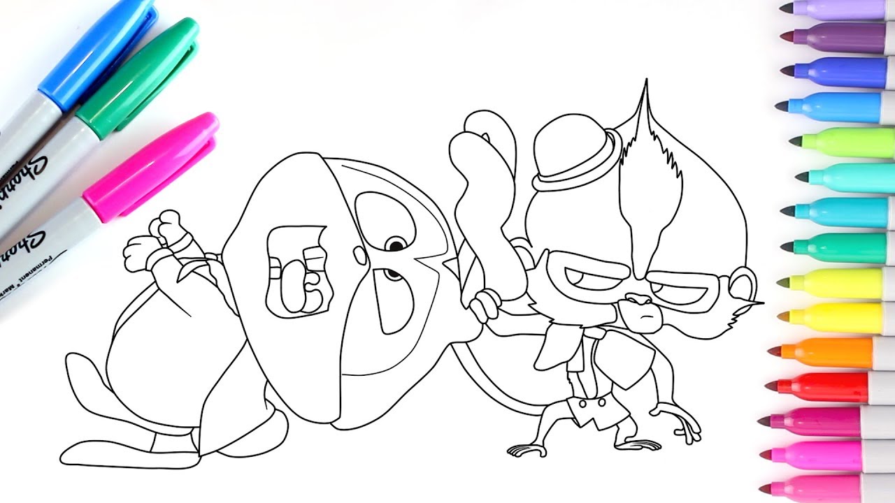 Snowball and monkey - Coloring Pages | Coloring books for Kids | Rainbow TV