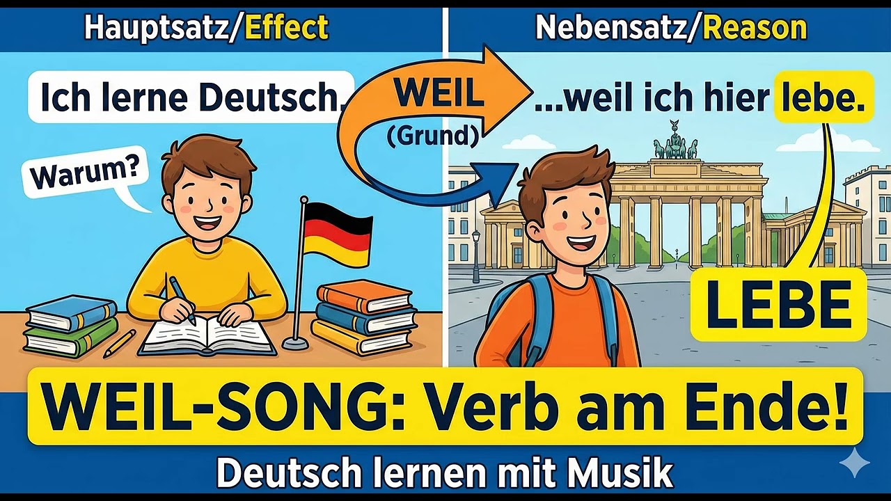 „Weil ich’s so mag“ (Lern-Song zu weil– mit vielen Beispielen)