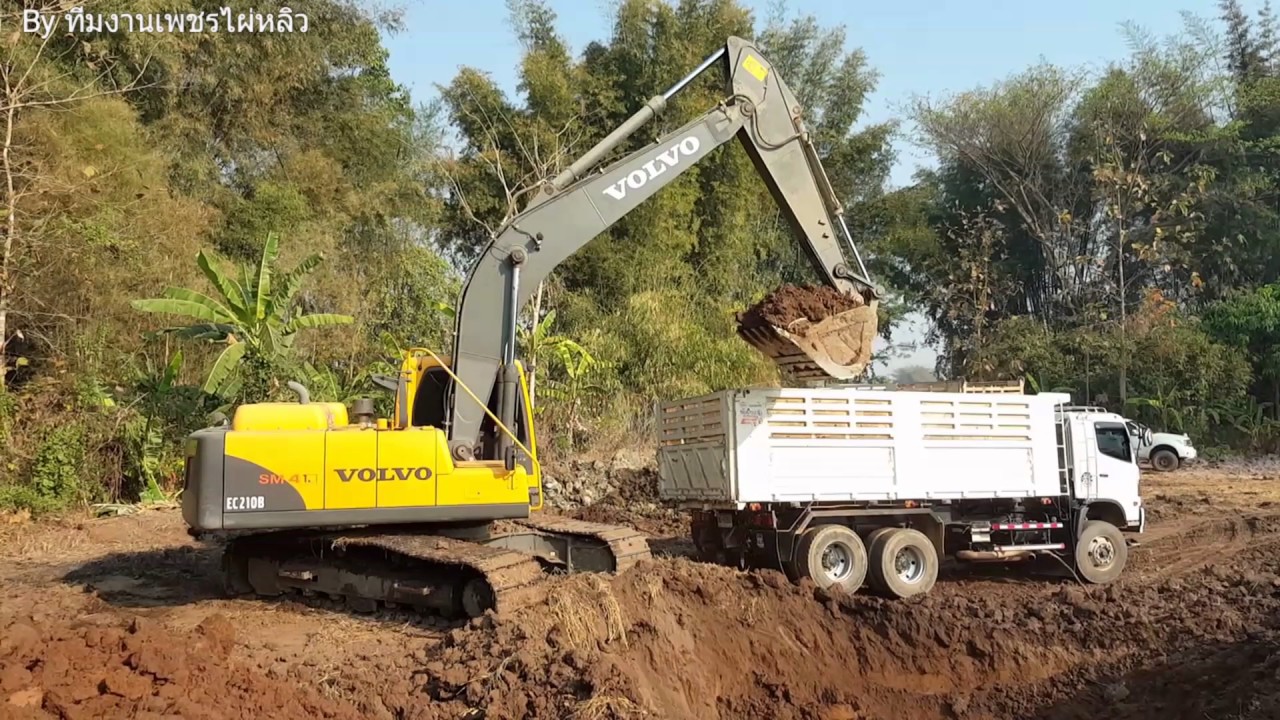 รถแบ็คโฮ VOLVO EC 210B PRIME  ขุดสระ & รถสิบล้อดัมพ์ HINO 500 SERIES & FUSO😆😆😆 เนตรพรมทีม