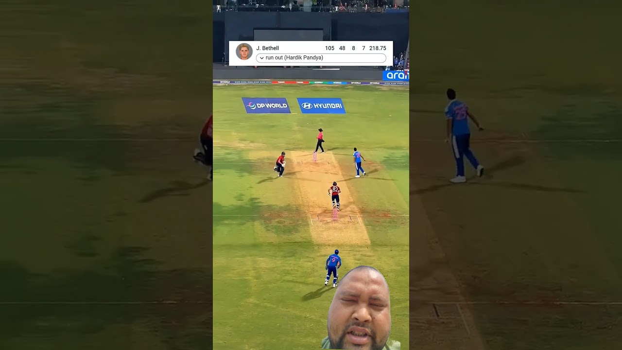 jacob bethell Run Out by Hardik pandya #short #cricket #indvseng50