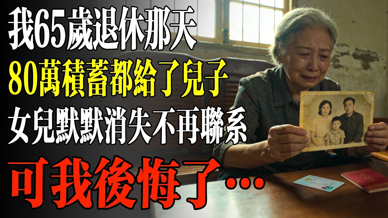 我65歲退休那天，80萬積蓄都給了兒子，女兒默默消失不再聯繫，可我後悔了…#幸福 #人生 #故事 #老年 #退休後 #情感 #人生感悟 #養生 #哲理 #老年生活