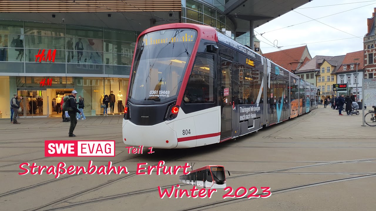 Straßenbahn Erfurt Winter 2023  | Teil 1 | 4K 60fps (UHD)